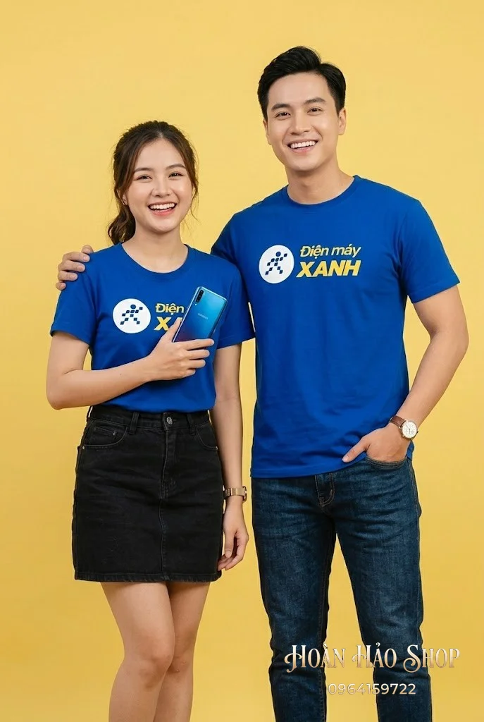 Mẫu Áo Thun Đồng Phục Cổ Tròn Công Ty Điện Máy Xanh