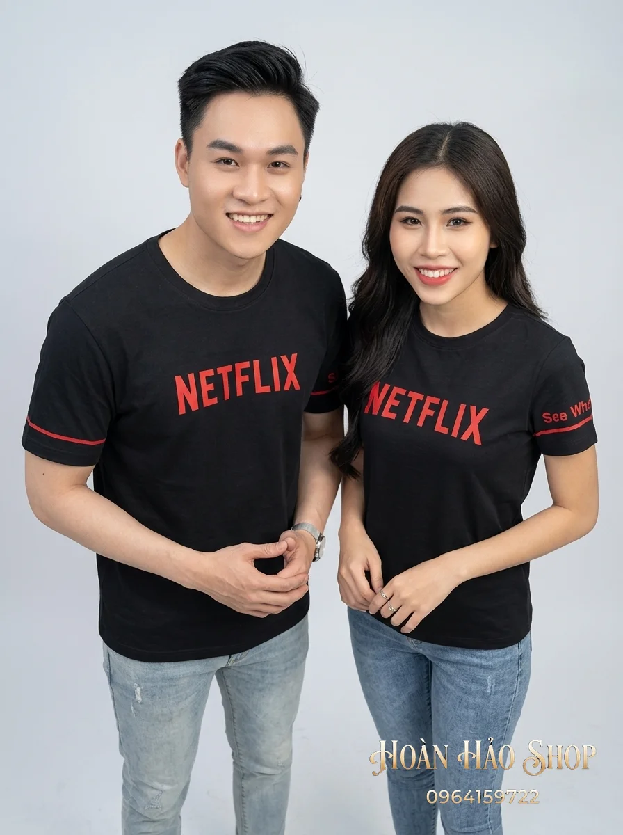 Mẫu Áo Thun Đồng Phục Cổ Tròn Doanh Nghiệp Netflix