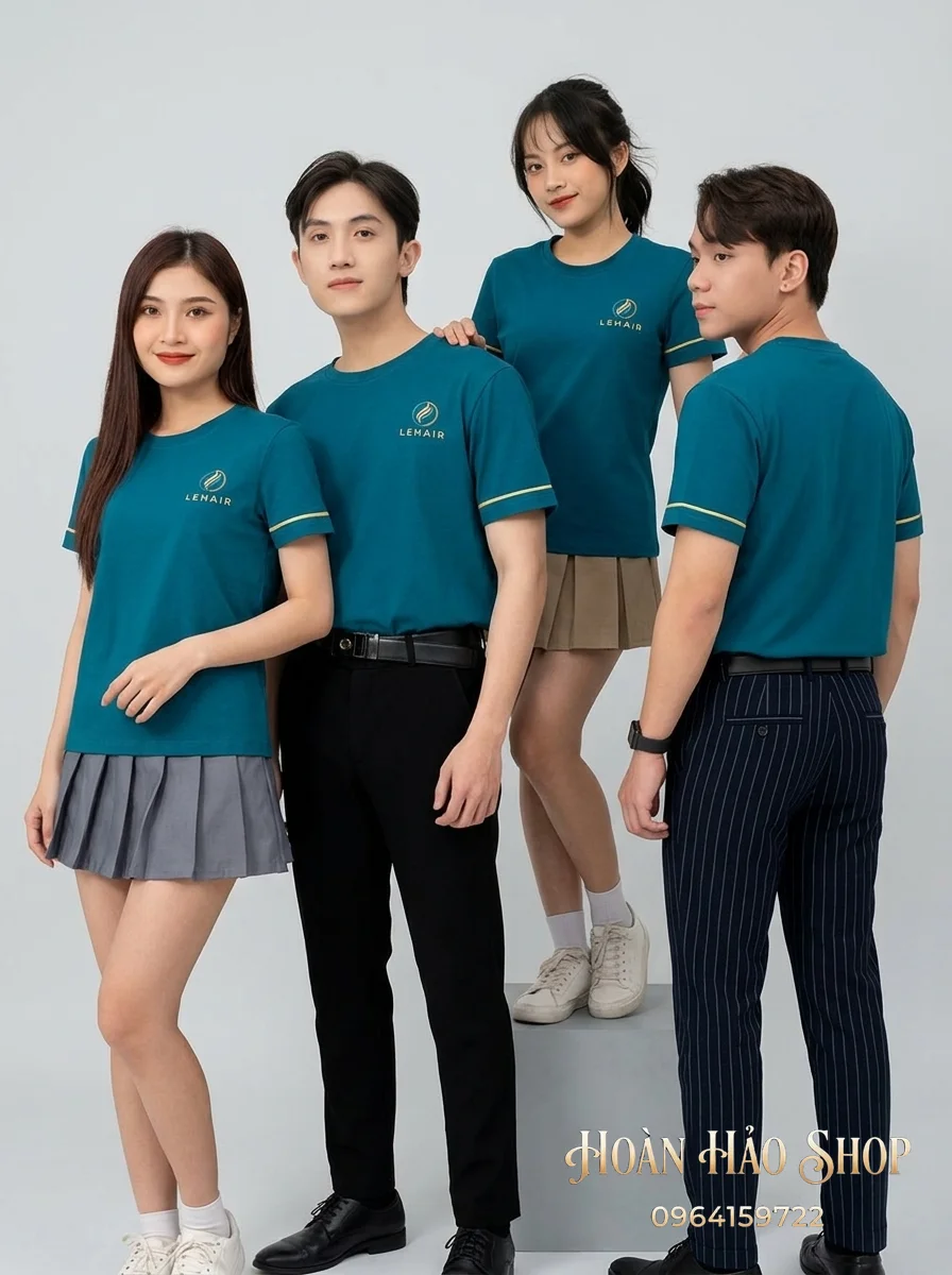 Mẫu Áo Thun Đồng Phục Cổ Tròn LeHair