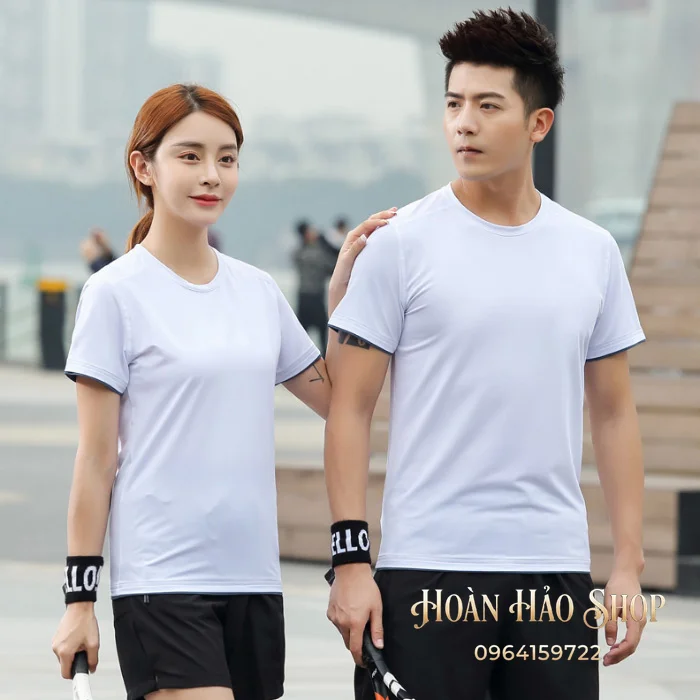 Mẫu Áo Thun Đồng Phục Cổ Tròn Màu Trắng