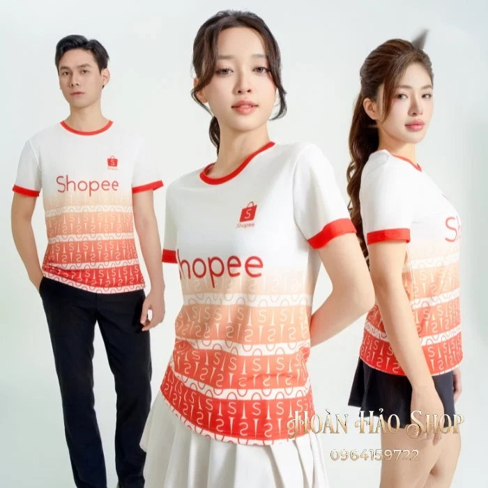 Mẫu Áo Thun Đồng Phục Cổ Tròn Shopee