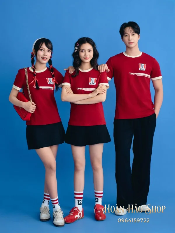 Áo Đồng Phục Công Ty Ultimate Cổ Tròn Màu Đỏ Đô Phối Be