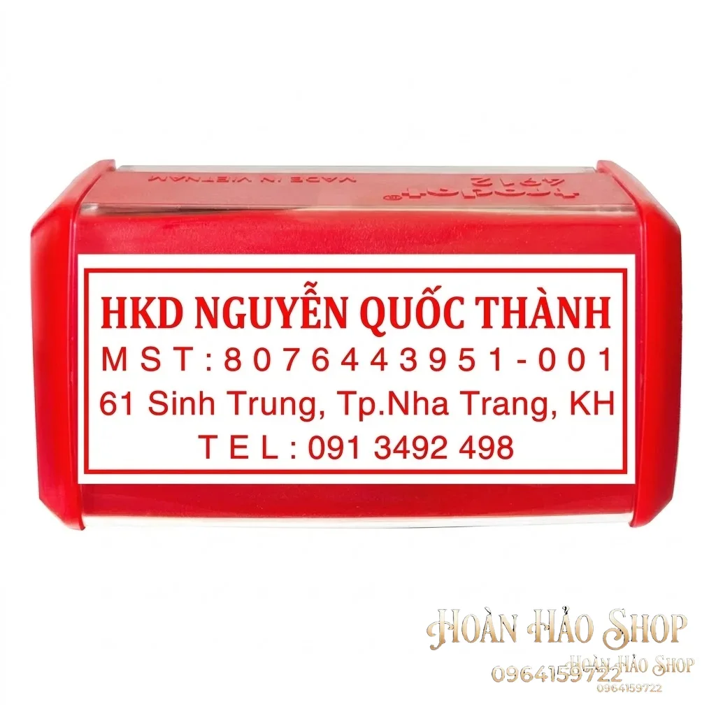 Con dấu vuông mã số thuế hộ cá thể bốn dòng