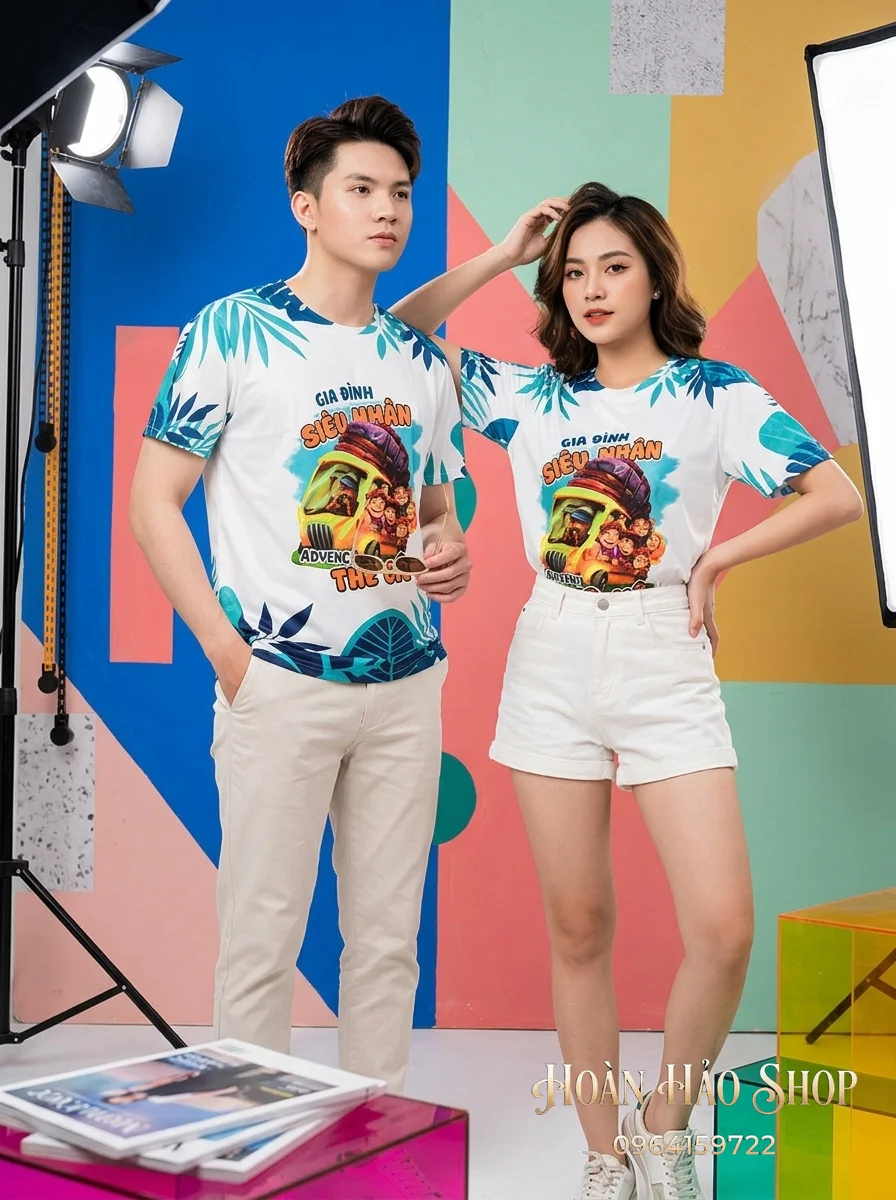 Mẫu Áo Phông Nhóm Đi Biển Gia Đình Siêu Nhân