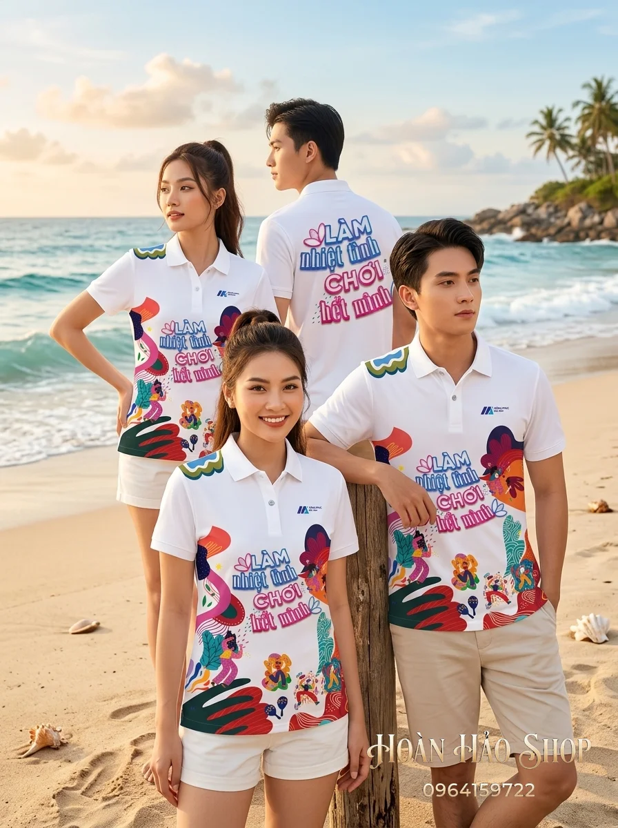 Mẫu Áo Phông Nhóm Đi Biển Làm Nhiệt Tình Chơi Hết Mình