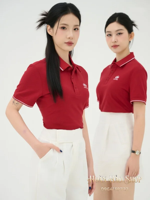 Áo Đồng Phục Công Ty Piquecool Pro Màu Đỏ Đô Phối Lé Viền Màu Trắng