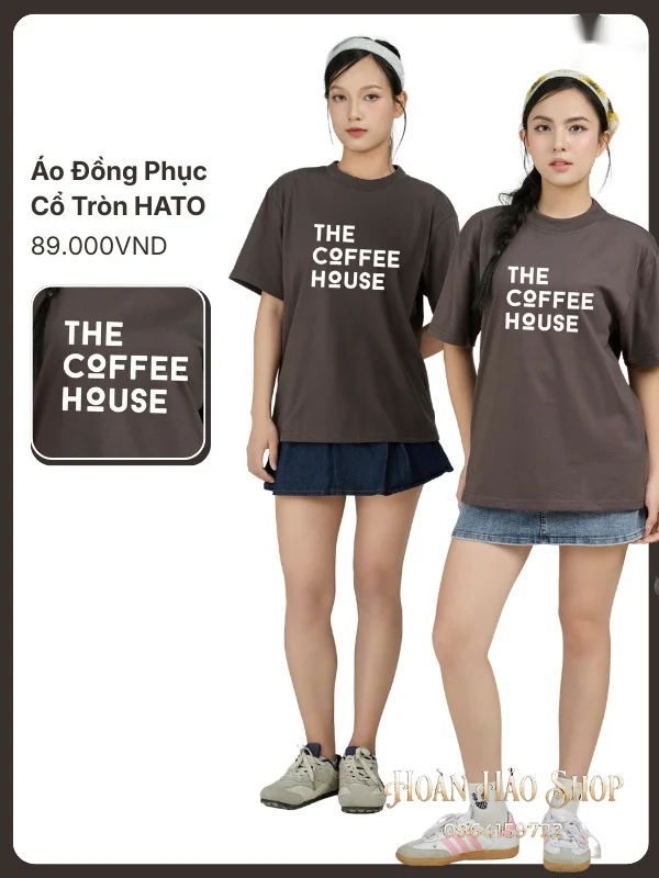 Đồng Phục Áo Thun Cổ Tròn Hato Màu Xám Chì