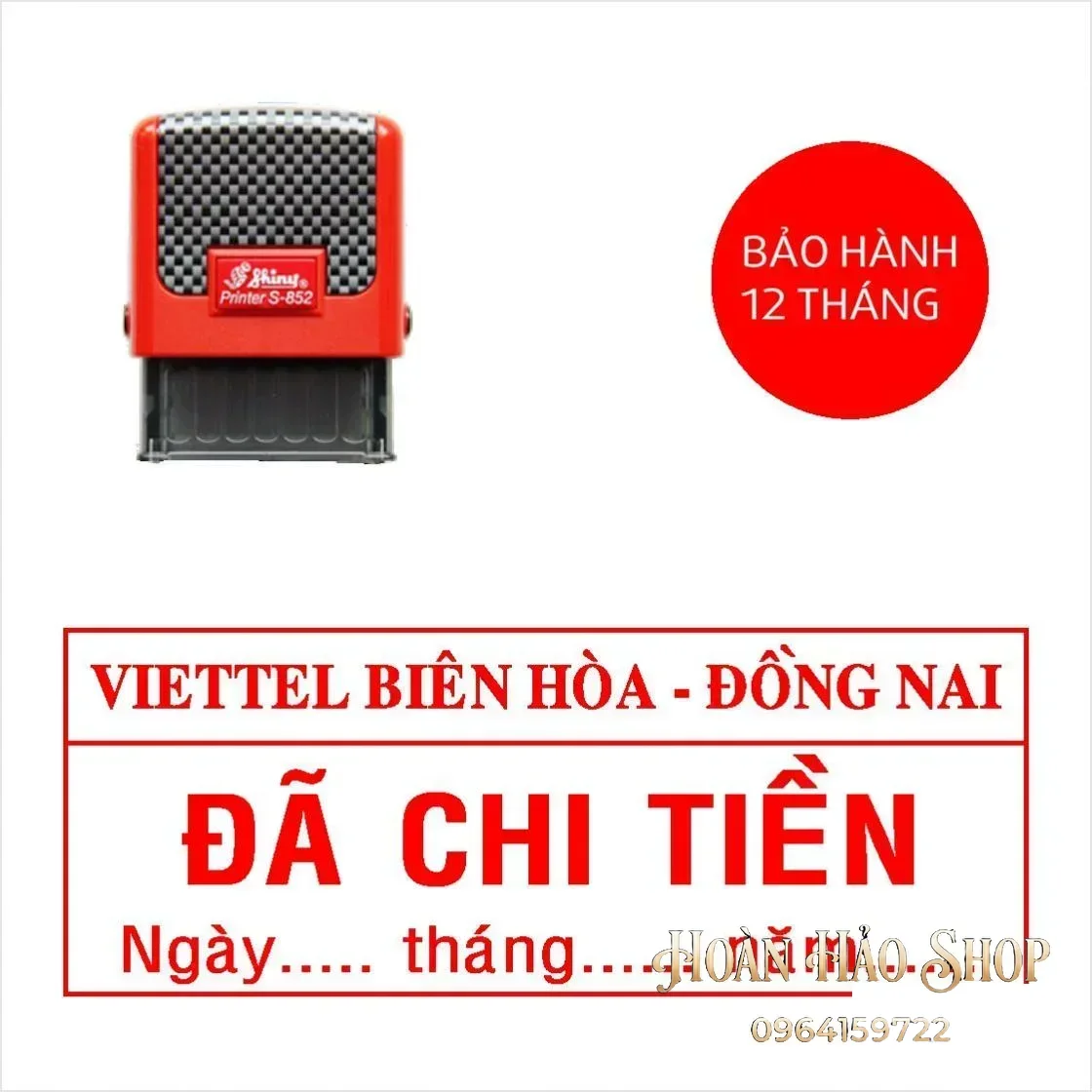 Con dấu đã chi tiền có tên công ty và thời gian