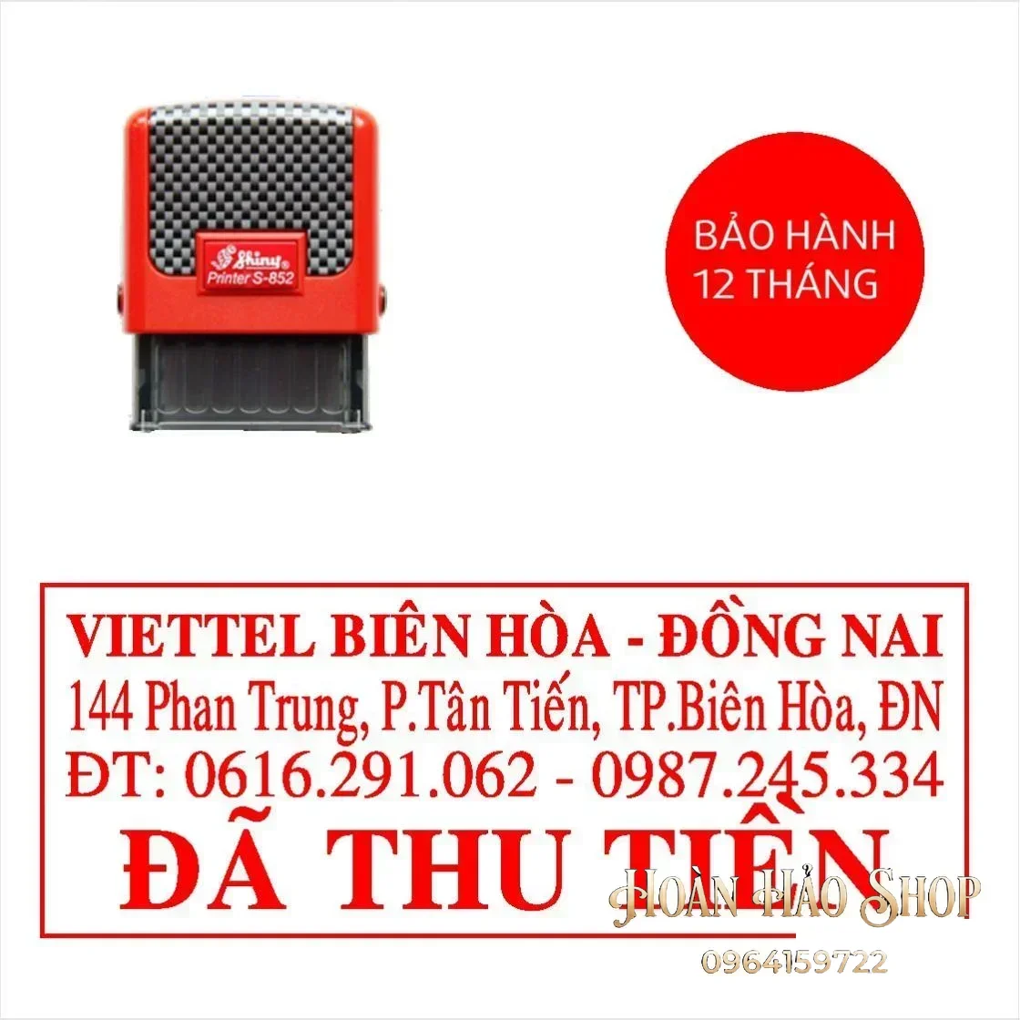 Con dấu đã thu tiền mẫu có tên địa chỉ & điện thoại