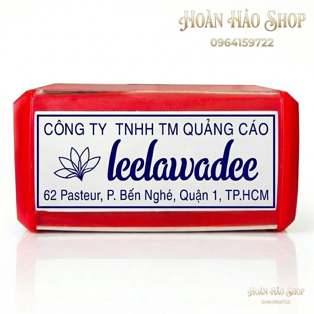 Con dấu vuông mã số thuế 6 dòng có thêm số điện thoại, địa chỉ dài