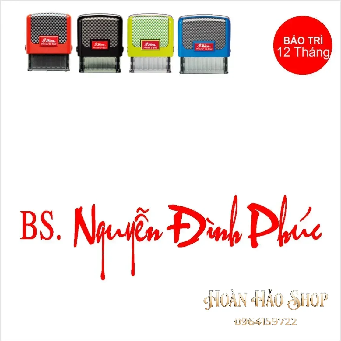 Con dấu tên có chức danh font hoa nghiên 1 dòng