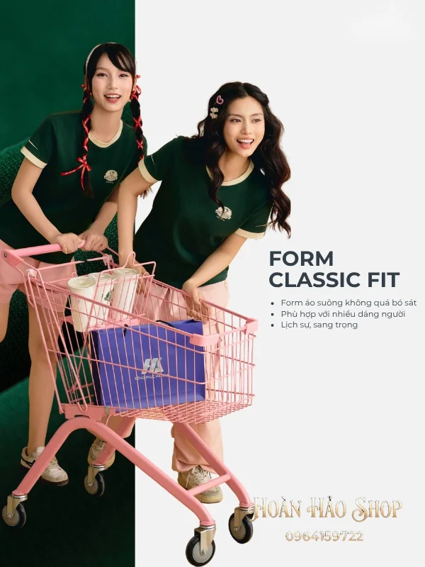 Áo Đồng Phục Công Ty Ultimate Cổ Tròn Màu Xanh Đen Phối Màu Kem Chesse