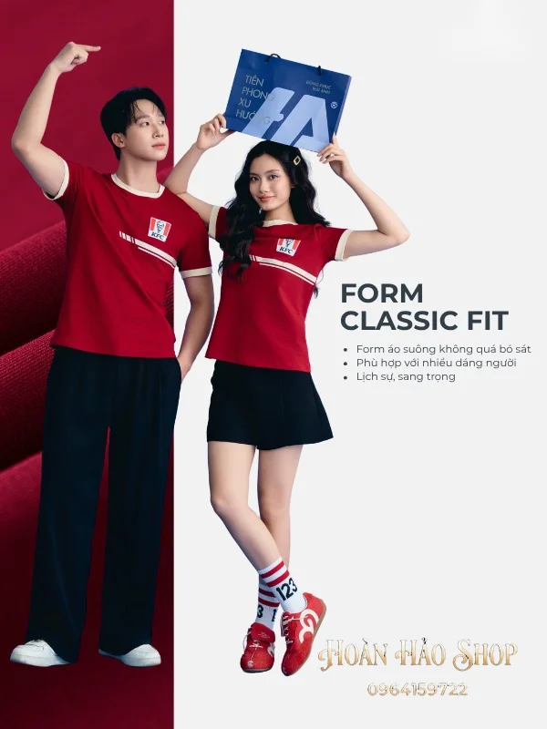 Áo Đồng Phục Công Ty Ultimate Cổ Tròn Màu Đỏ Đô Phối Be