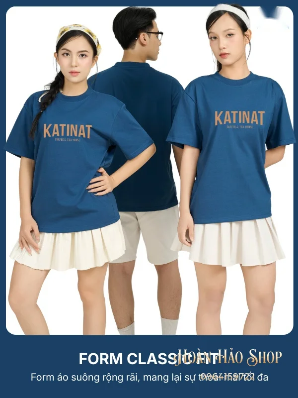 Đồng Phục Áo Thun Cổ Tròn Hato Màu Xanh Navy