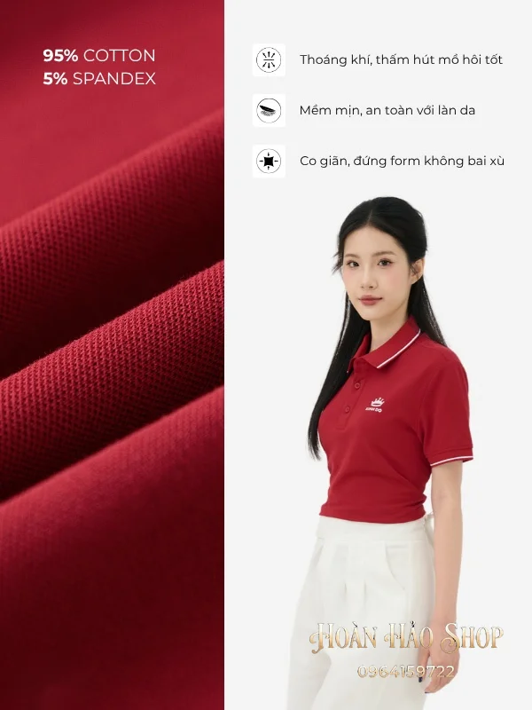 Áo Đồng Phục Công Ty Piquecool Pro Màu Đỏ Đô Phối Lé Viền Màu Trắng
