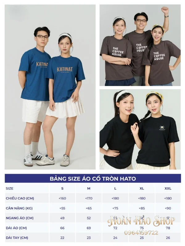 Đồng Phục Áo Thun Cổ Tròn Hato Màu Xám Chì