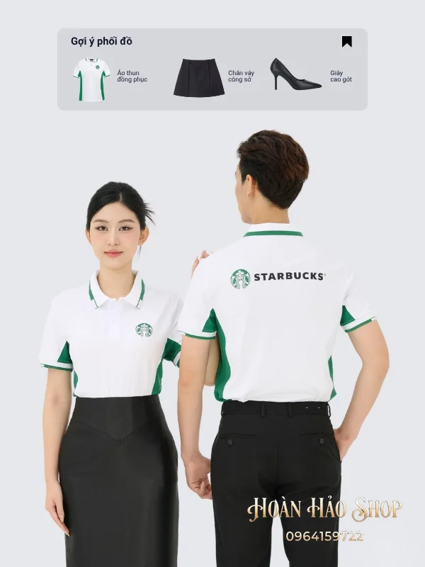 Áo Đồng Phục Công Ty Piquecool Pro Màu Trắng Gạo Phối Hai Bên Sườn Màu Xanh Lá