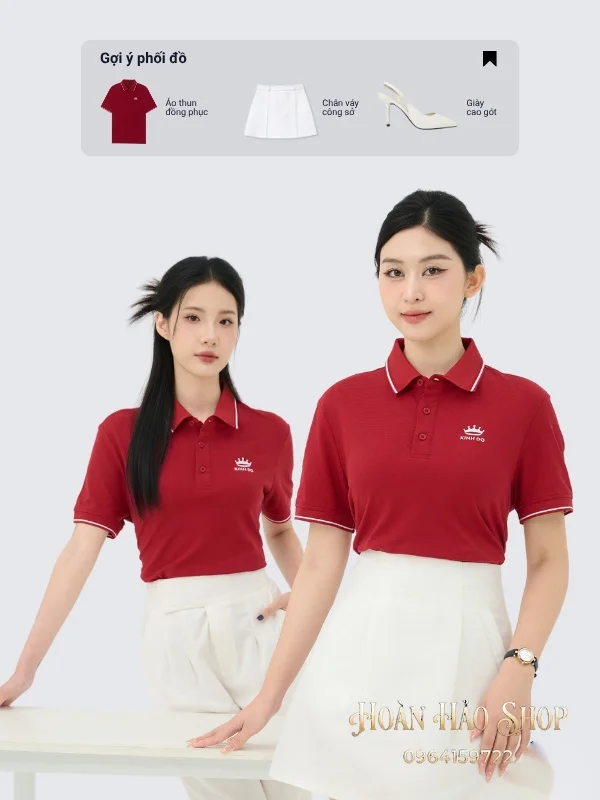 Áo Đồng Phục Công Ty Piquecool Pro Màu Đỏ Đô Phối Lé Viền Màu Trắng