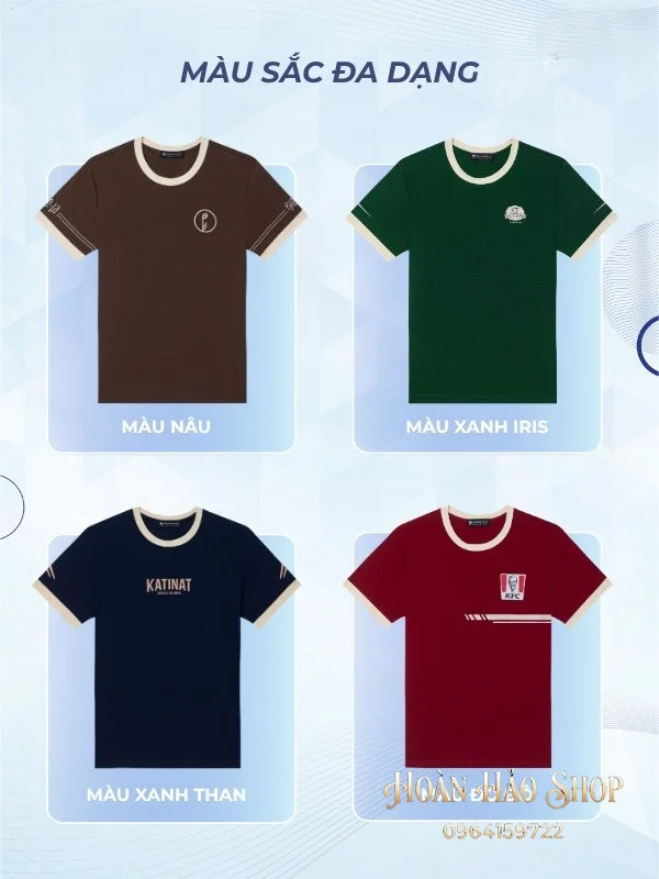 Áo Đồng Phục Công Ty Ultimate Cổ Tròn Màu Xanh Đen Phối Màu Kem Chesse