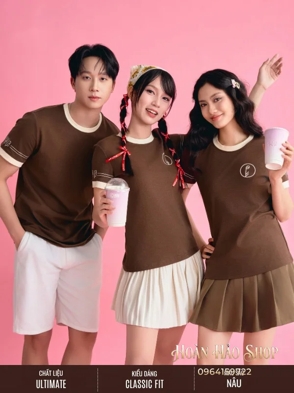 Áo Đồng Phục Công Ty Ultimate Cổ Tròn Màu Xanh Đen Phối Màu Kem Chesse