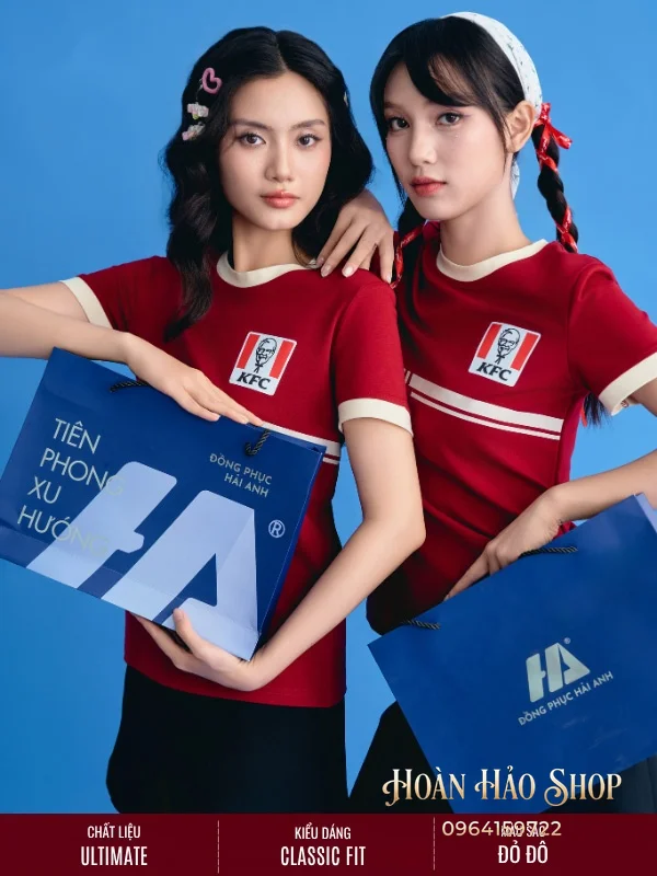 Áo Đồng Phục Công Ty Ultimate Cổ Tròn Màu Đỏ Đô Phối Be